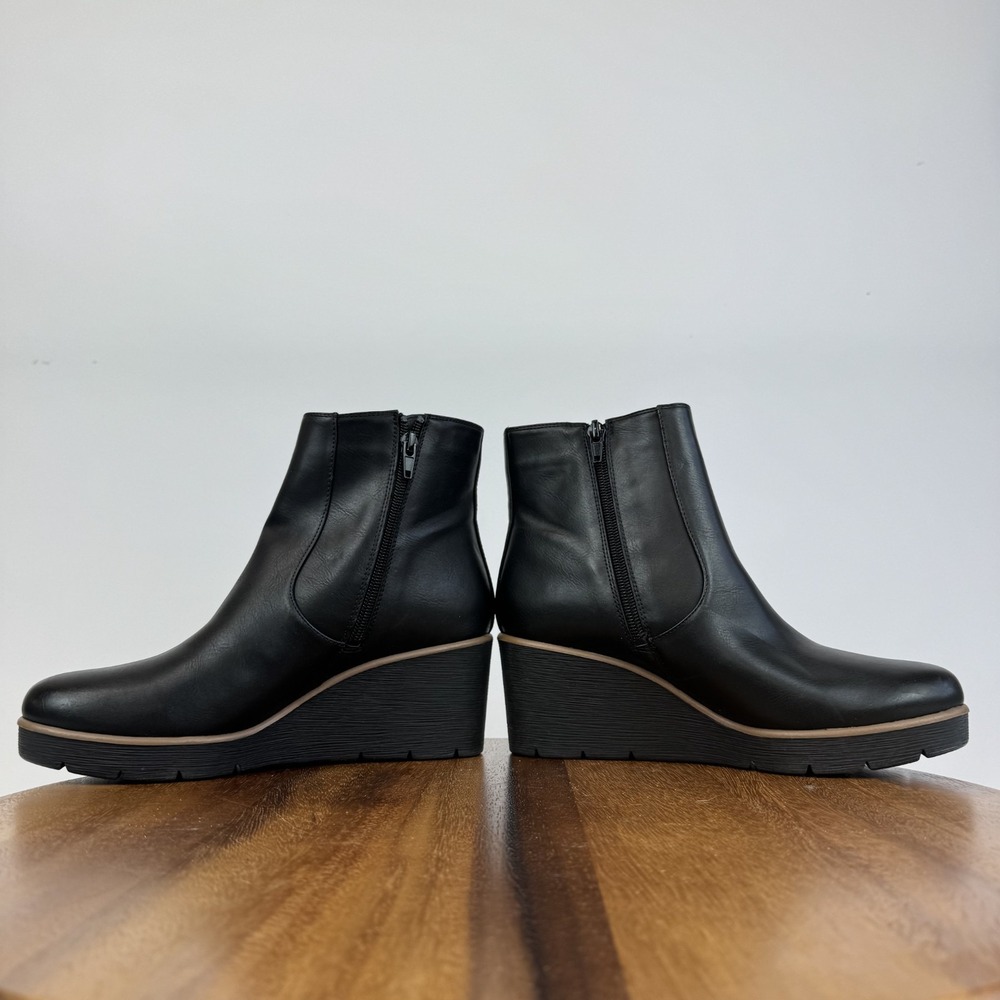 New Womens Soul Naturalizer Apollo Black Leather Chelsea Wedge Boots Size 7.5 M - Picture 5 of 8